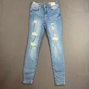 Aero Womens Size 0 High Rise Curvy Jegging Distressed LightWash Skinny Jeans NWT